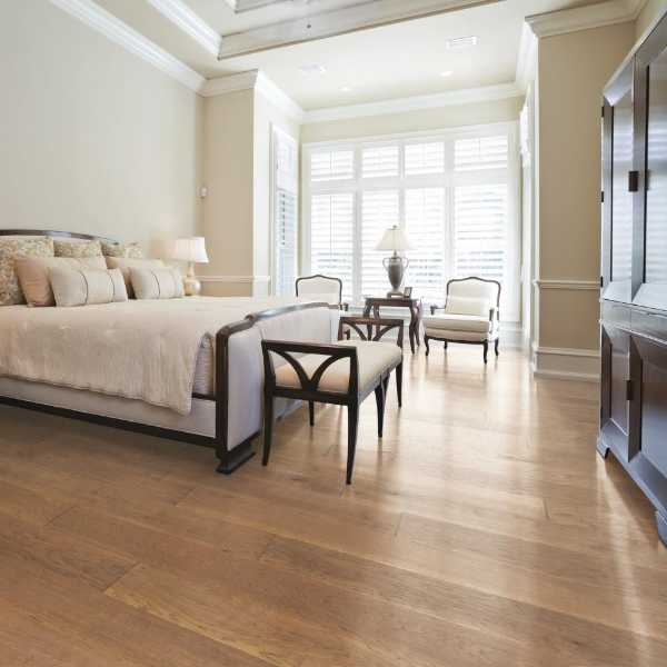 classic bedroom with traditional furnishings and wood floors